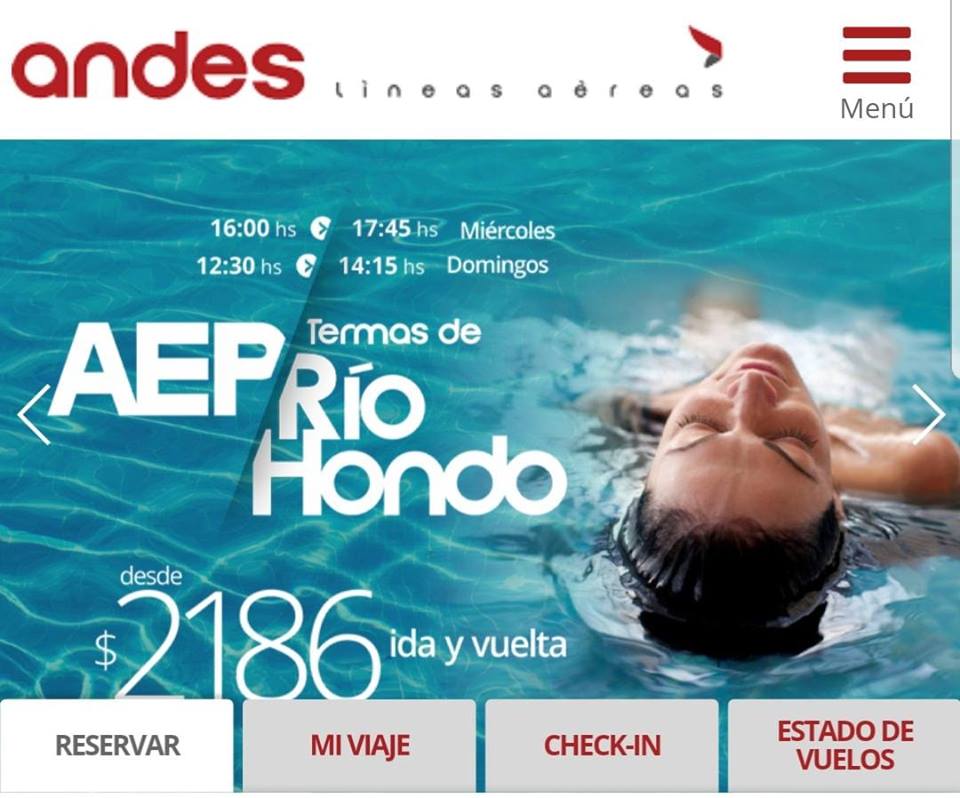 Río Hondo: Andes ya vende pasajes a mitad del costo que ofrece Aerolíneas Argentinas