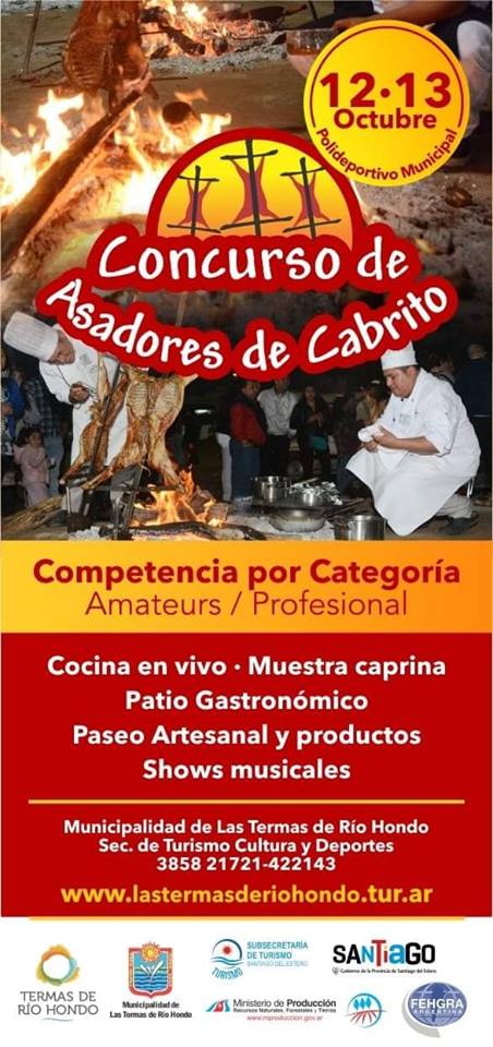 En Octubre se viene el concurso de asadores de cabrito en Termas de Rio Hondo